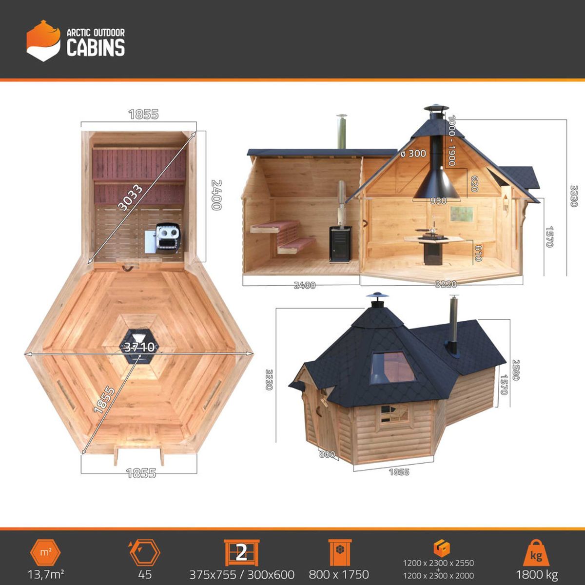 Grillhytte 9.2 med sauna Premium